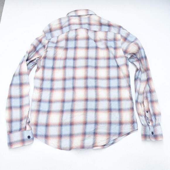 Abercrombie & Fitch Shirt Women's Medium Orange Blue Plaid Button-Down Formal - Picture 2 of 8
